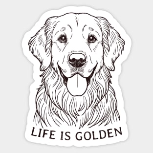 Golden Retriever Lover Art - Life is Golden Graphic for Dog Enthusiasts Sticker